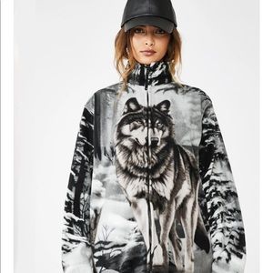 Wild Kind Full-Zip Fleece Animal Sweatshirt - Gray Wolf
